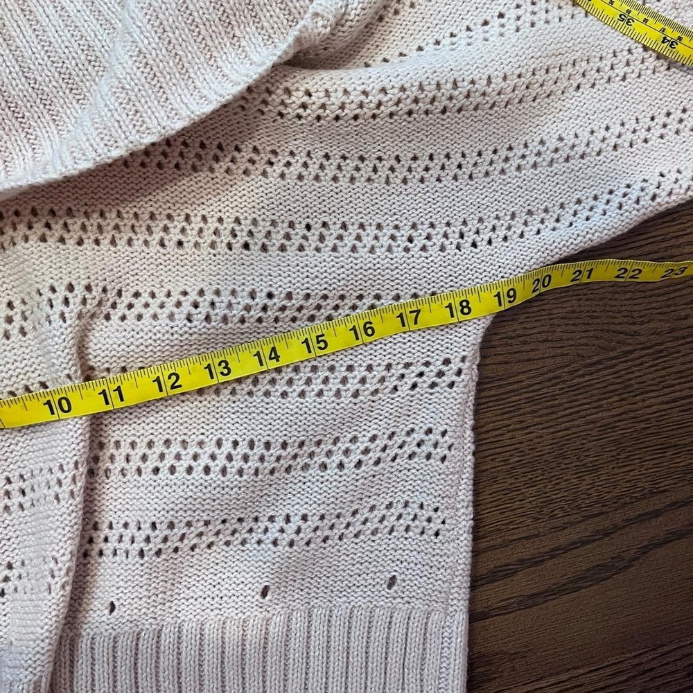 y2k light pink / cream‎ sparkle knit cowl neck sweater top small - Picture 3 of 6